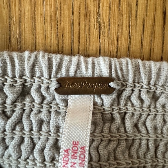 Free People XS Cross of Sunlight Dress Tan Oatmeal Mini Tiered Criss Cross Back - Picture 4 of 8